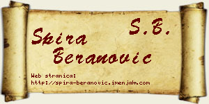 Spira Beranović vizit kartica